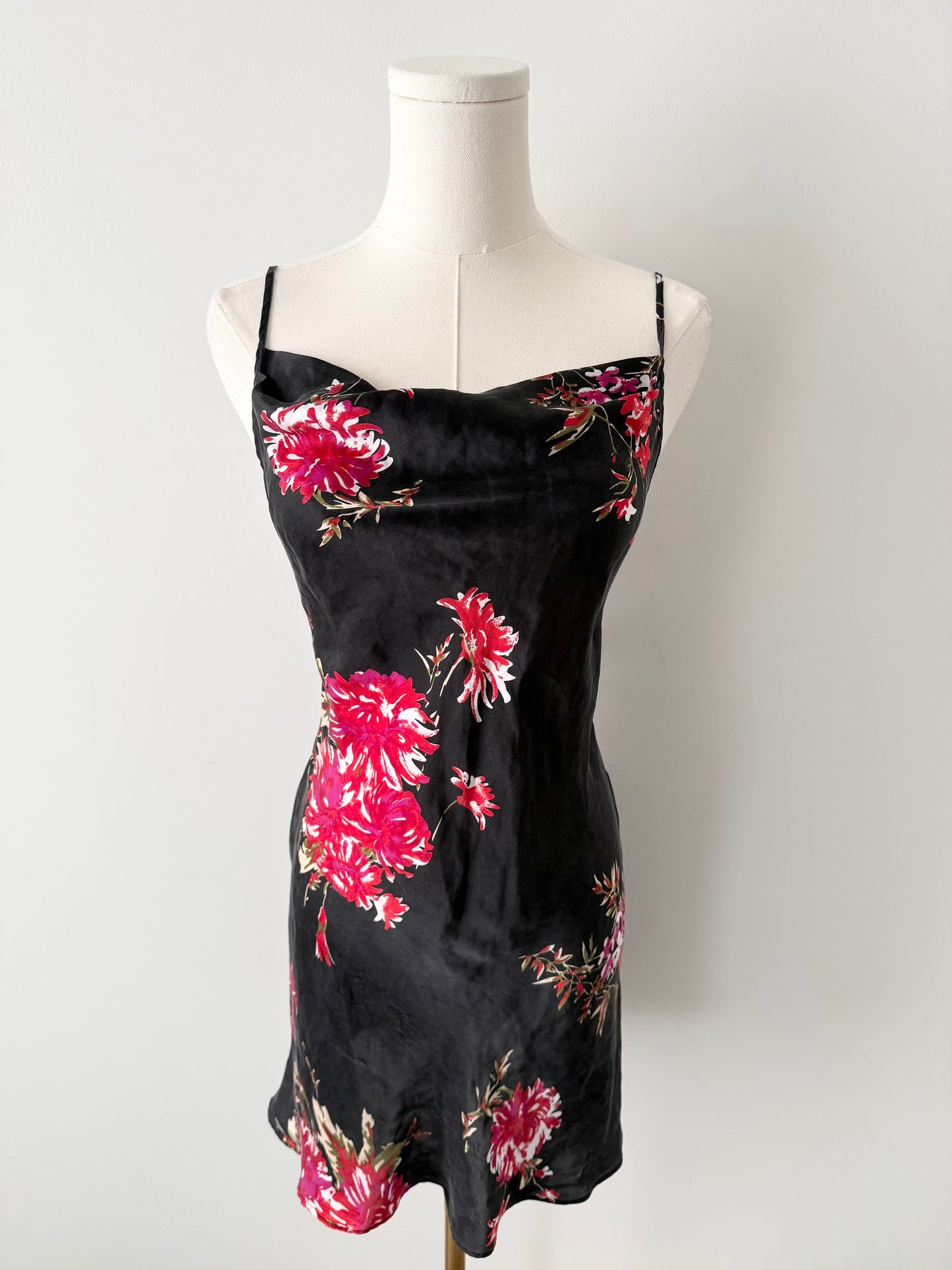 La Vie En Rose 100% silk floral slip dress