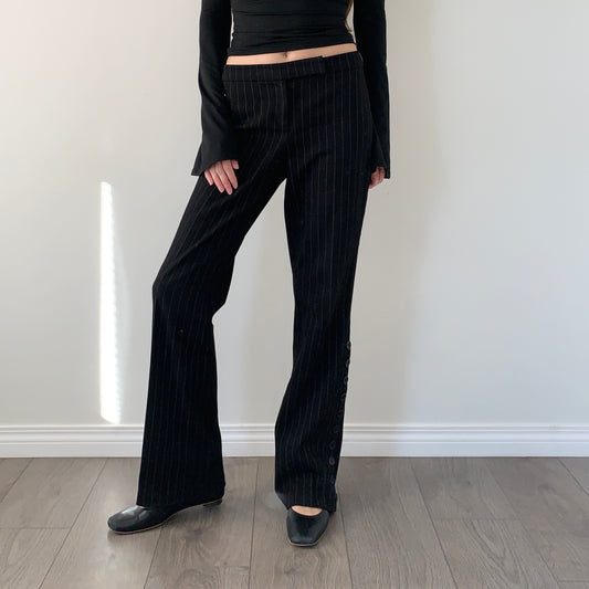 Vintage pinstripe wide leg button trousers