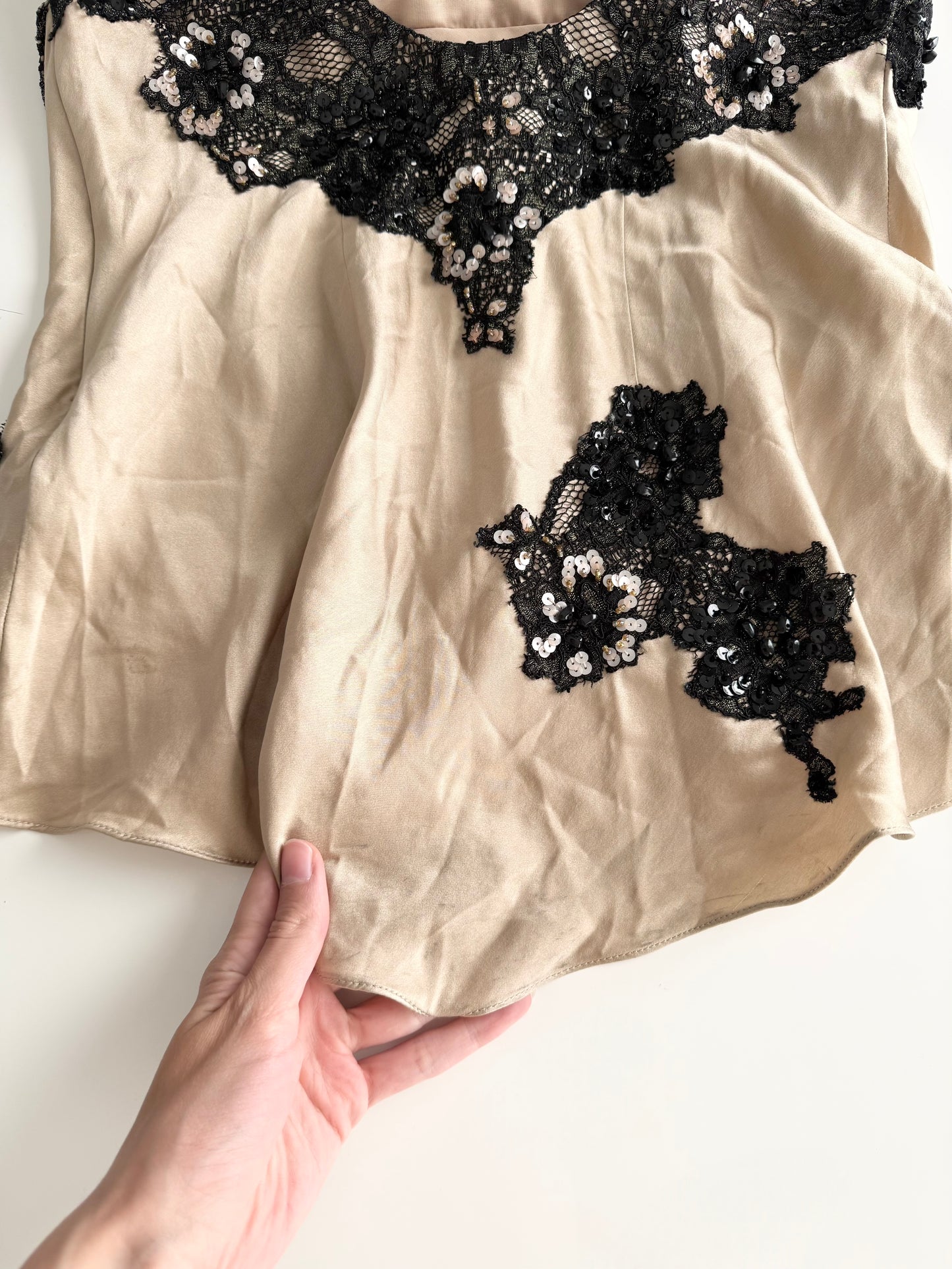 Cartise 100% silk lace sequin camisole