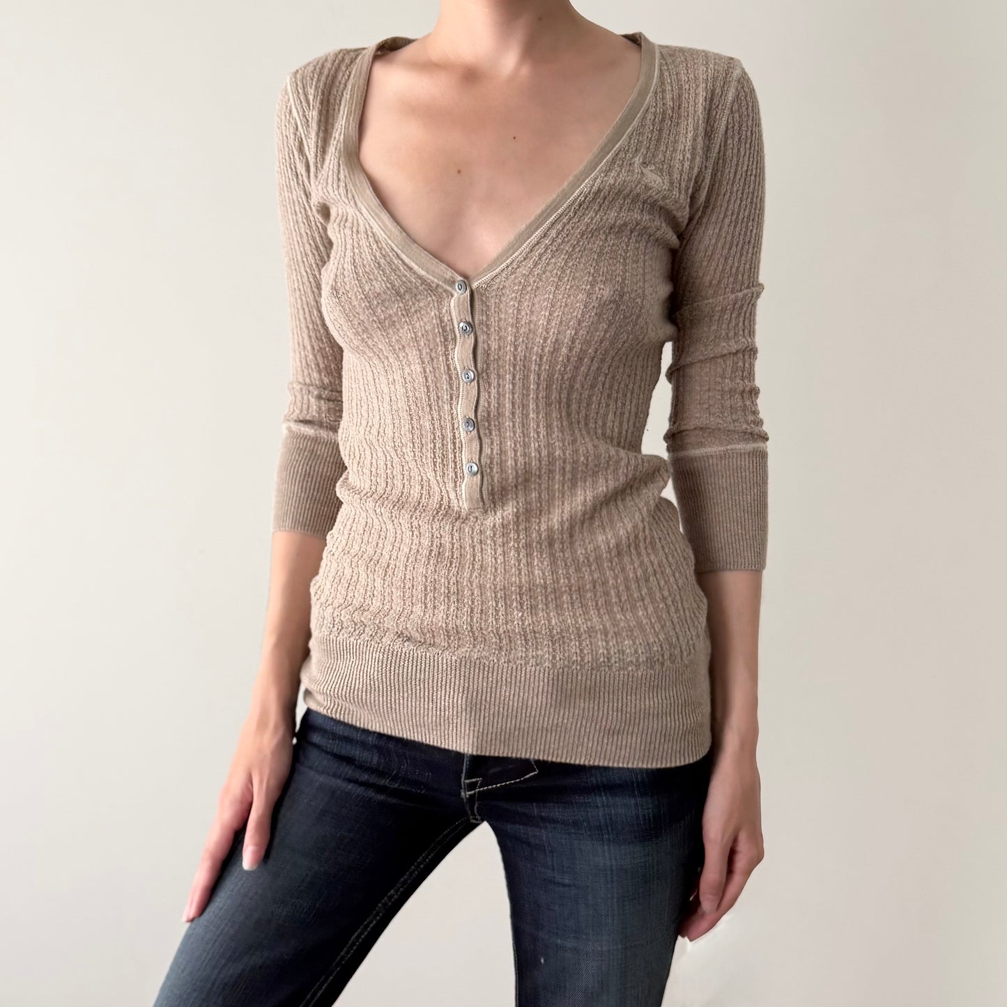 Abercrombie & fitch light brown Henley top
