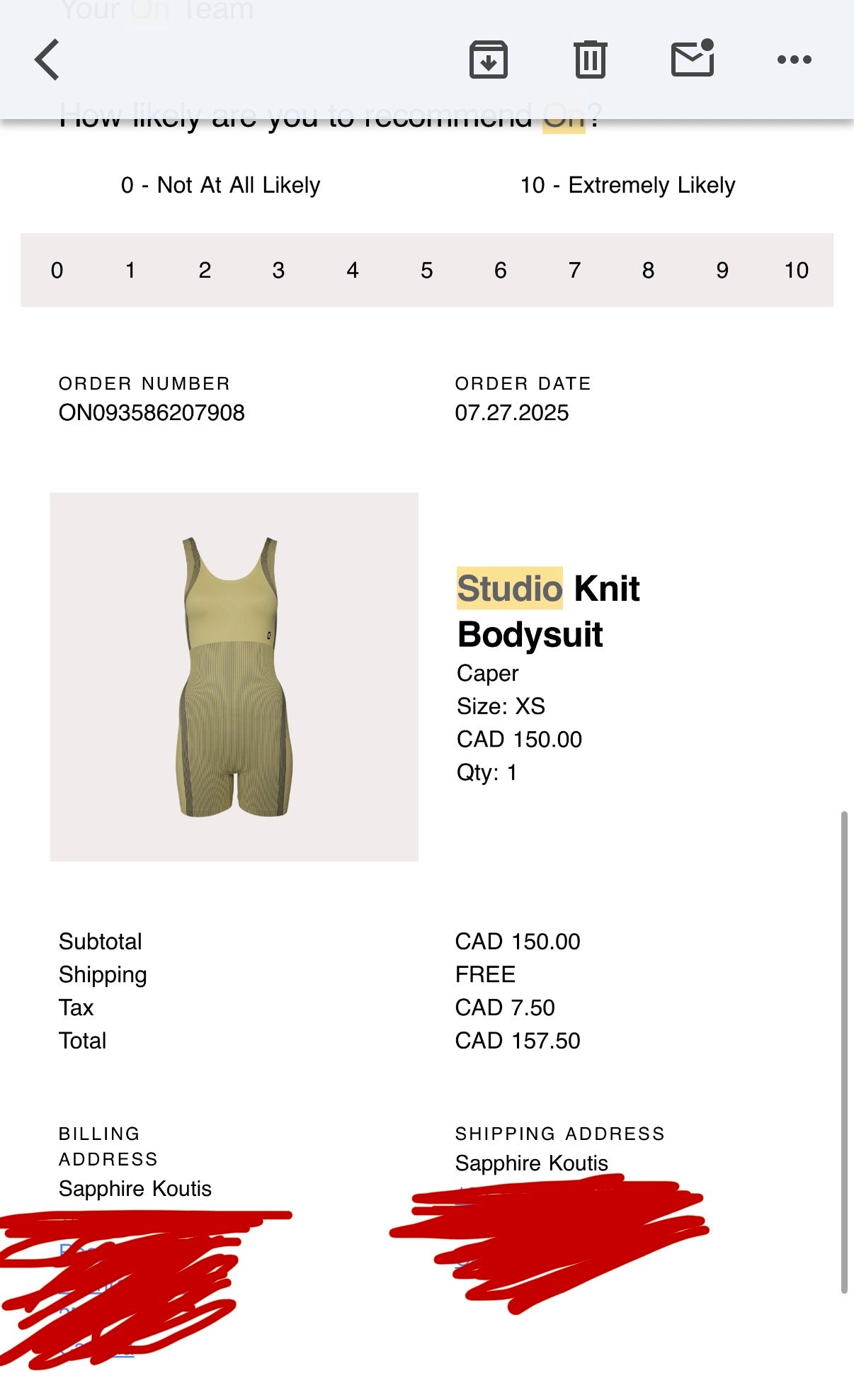 ON studio knit short bodysuit