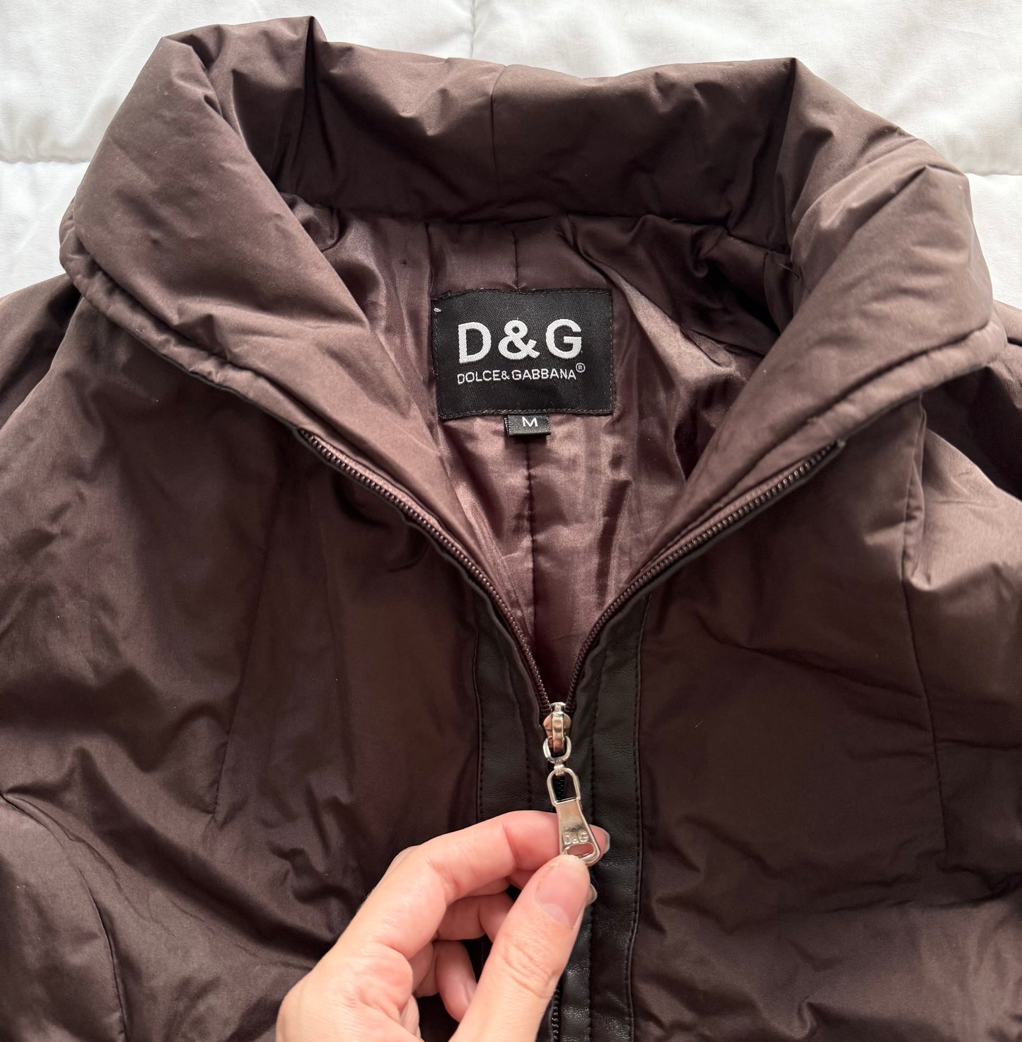D&G chocolate brown light puffer jacket