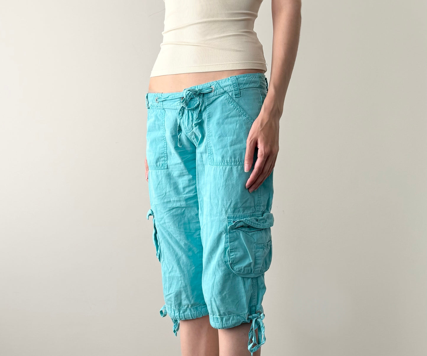 Y2K Abercrombie & Fitch Teal Low Rise Cargo Capris