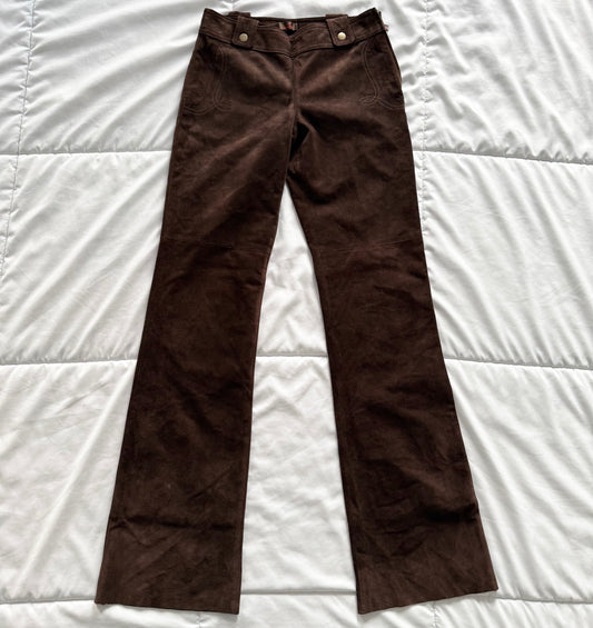 Danier brown western style suede trousers