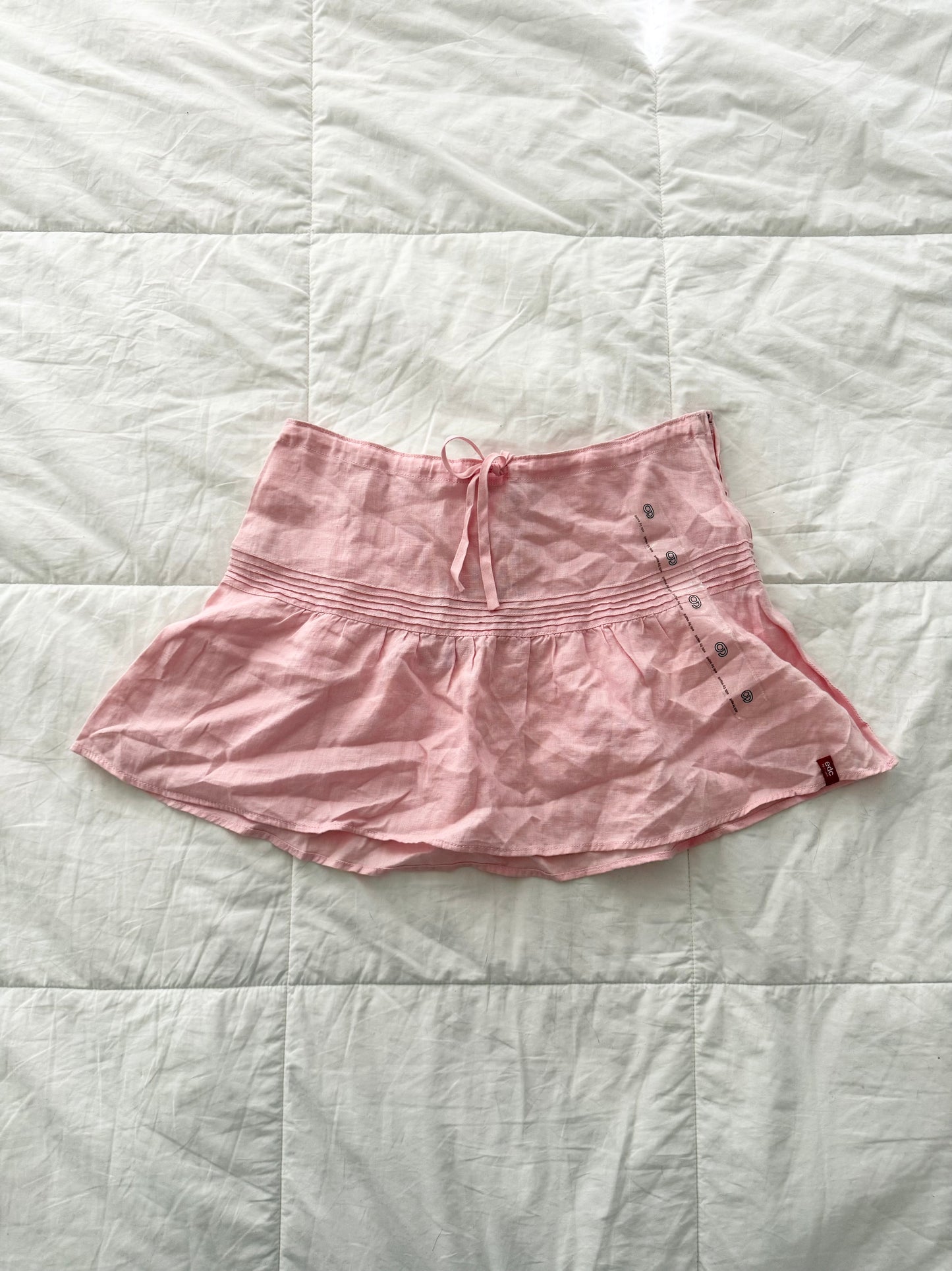 EDC pink 100% linen mini skirt