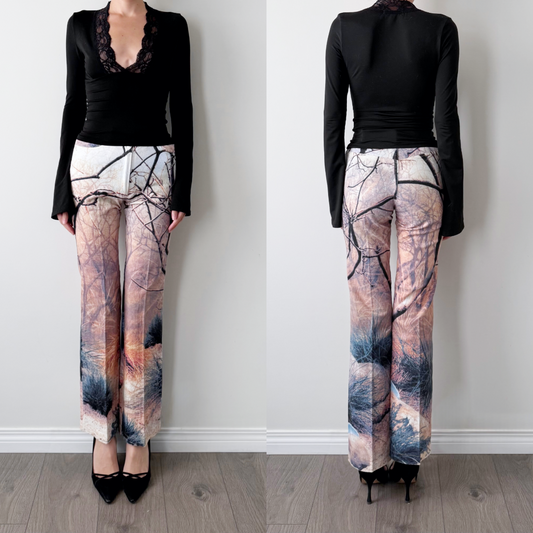 Vintage Y2K French Alessio desert print flared trousers