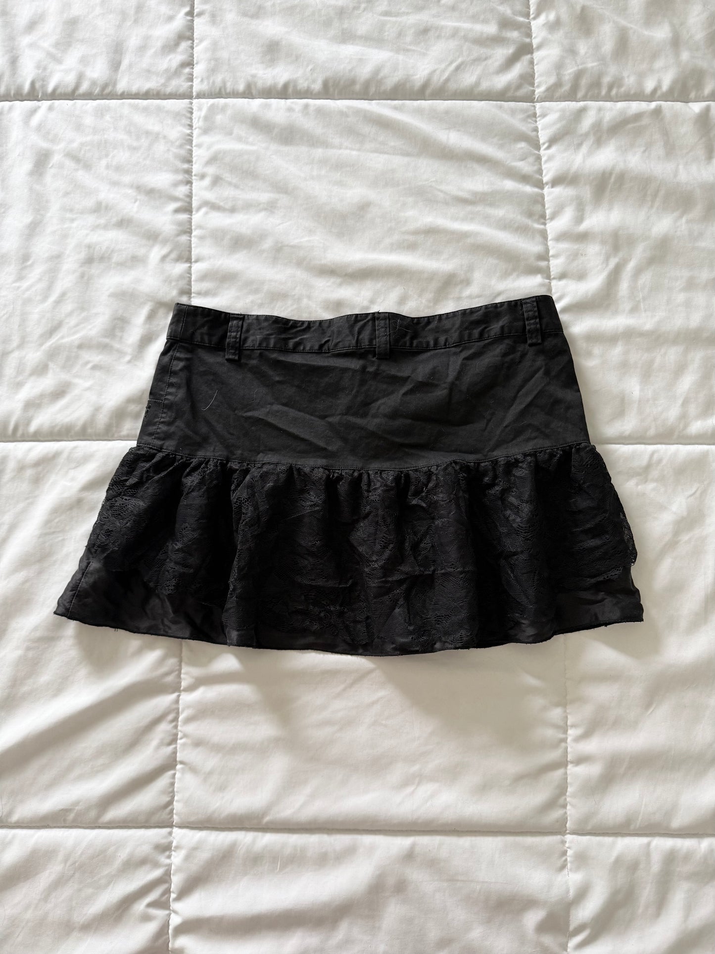 Buffalo black cotton silk lace mini skirt