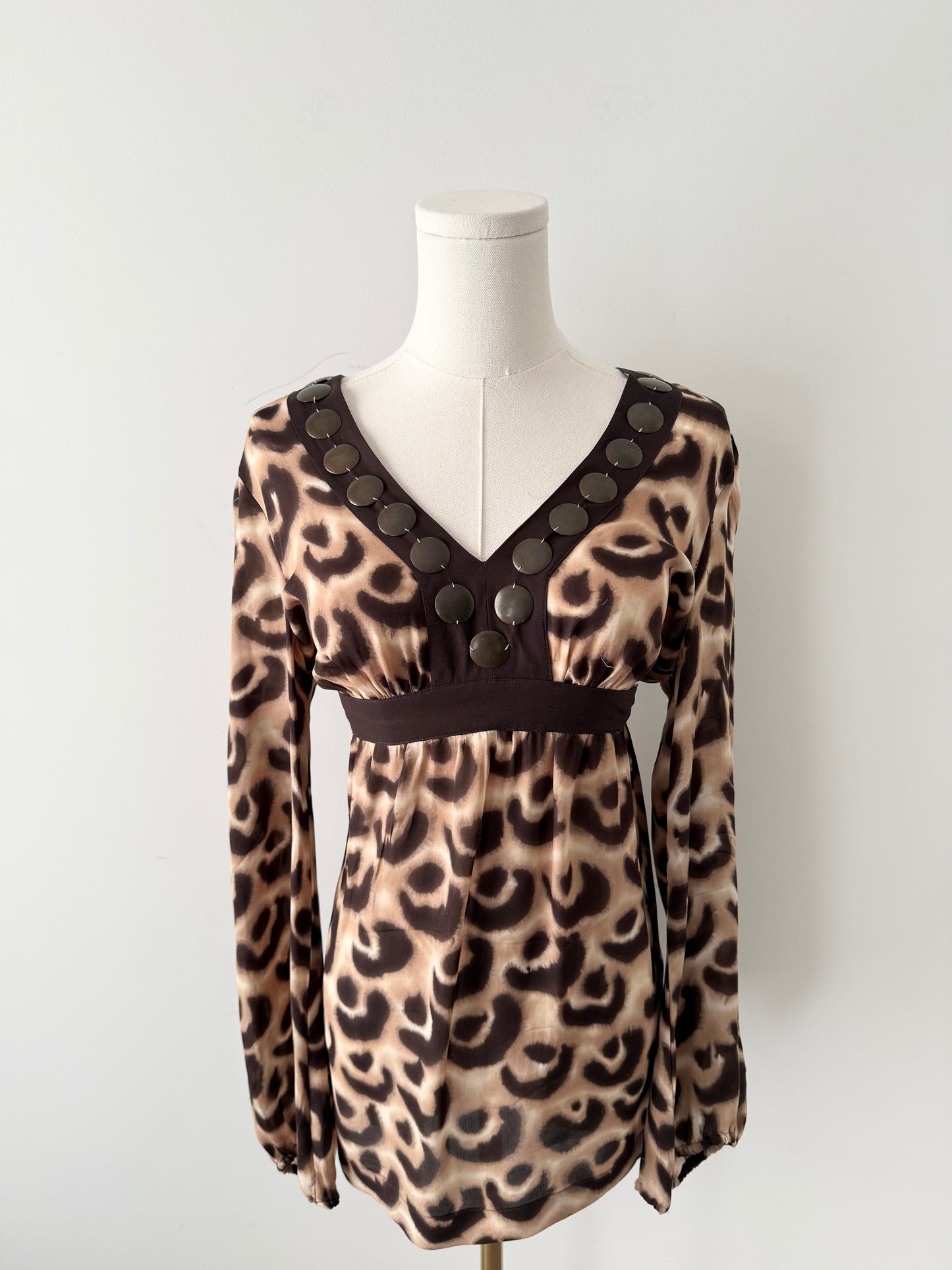 Michael kors 100% silk animal print blouse