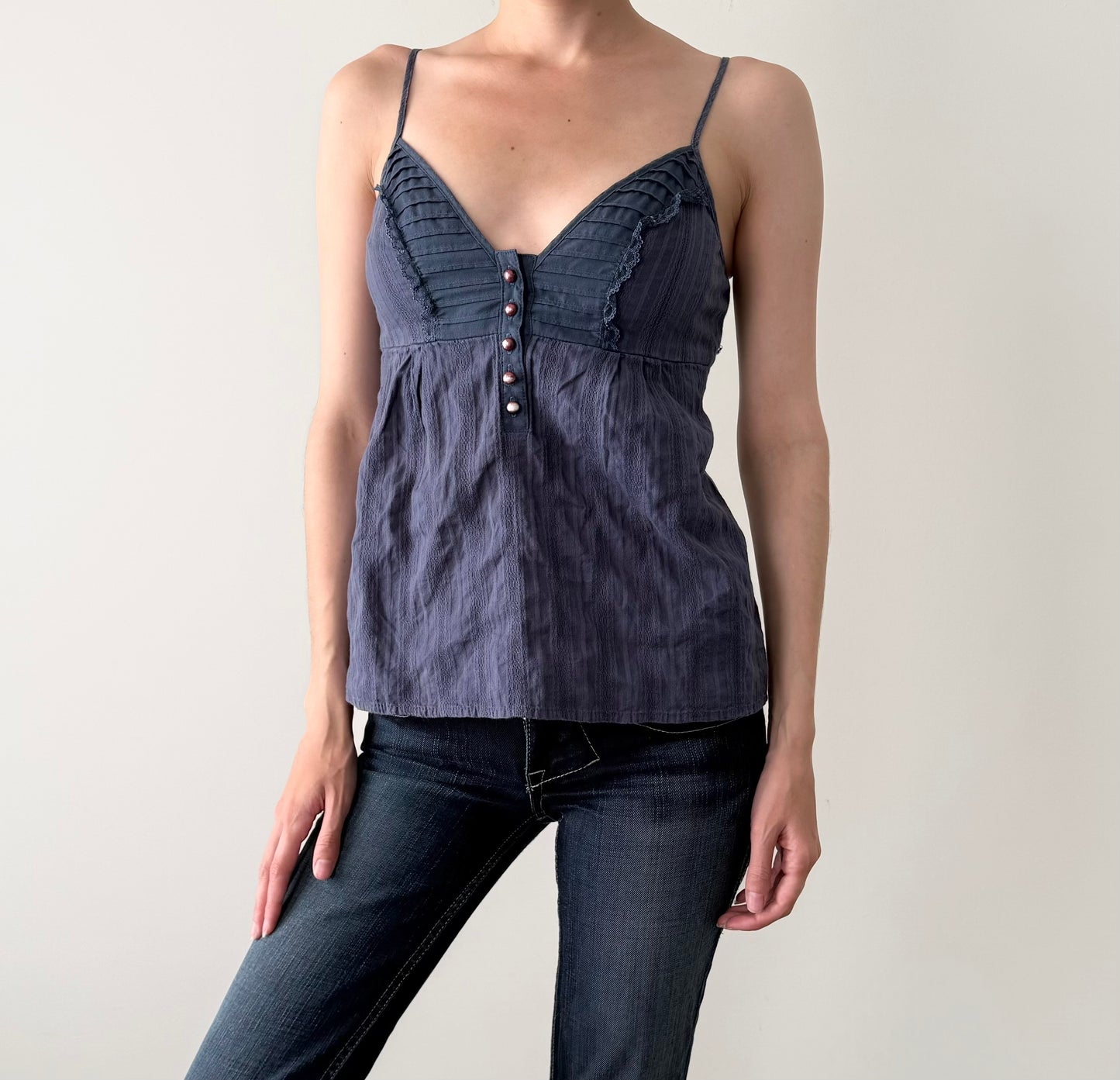 DKNY blue cotton babydoll top