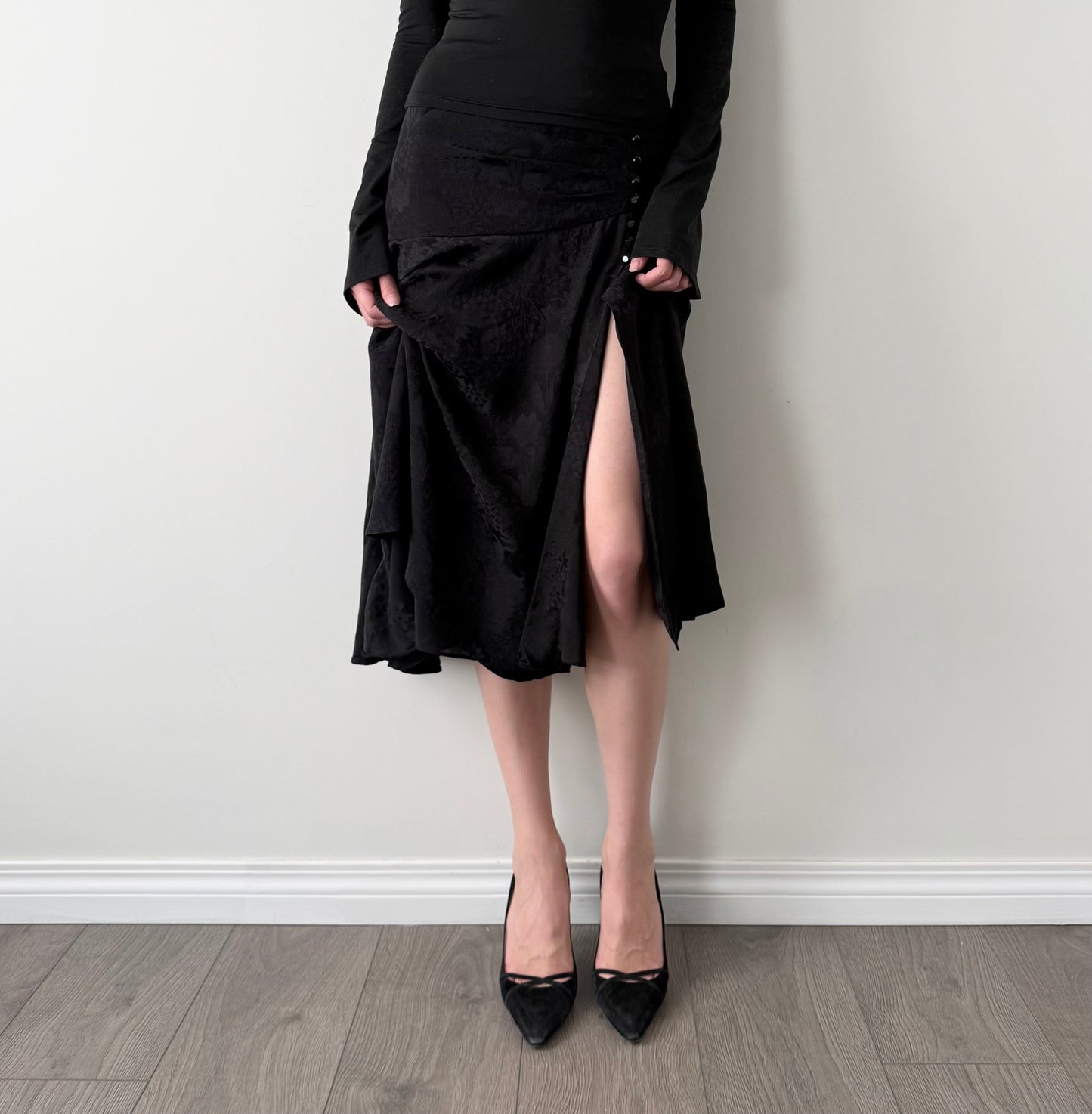 Le fou Wilfred black 100% silk midi skirt
