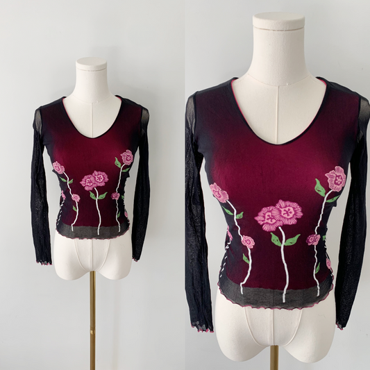 Lucy Paris mesh floral top