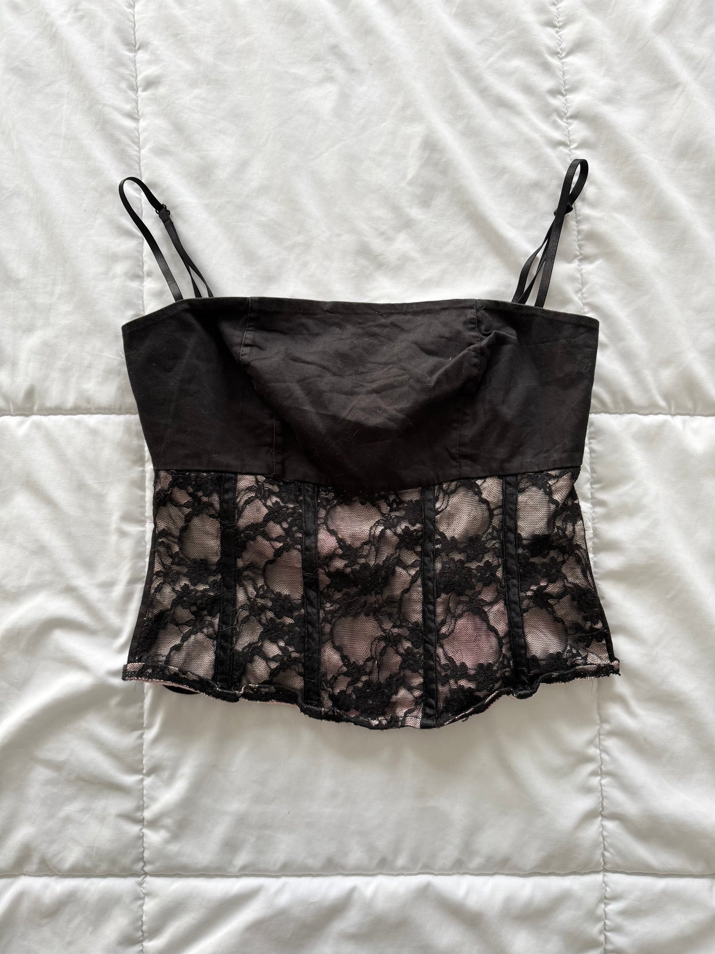 Rinascimento black and pink lace corset