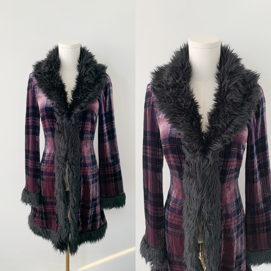 Betsey Johnson velvet plaid penny lane jacket
