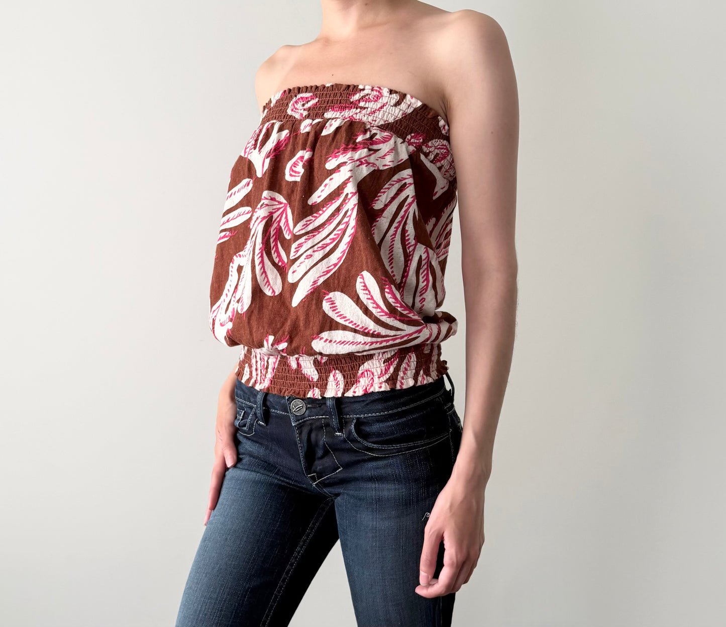 Anthropologie cotton linen tube top