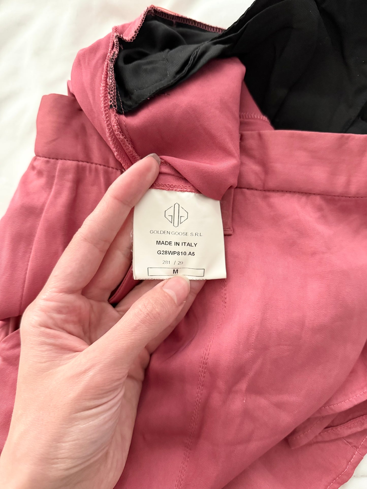 Golden Goose pink silk midi skirt