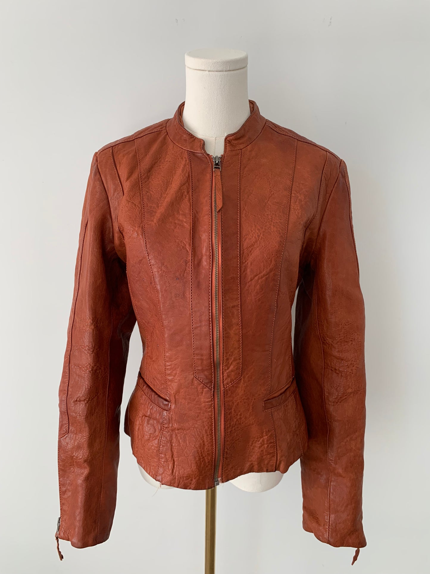 Danier copper leather zip up jacket