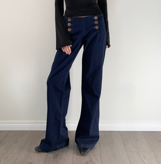 J brand navy multi button wide leg jeans