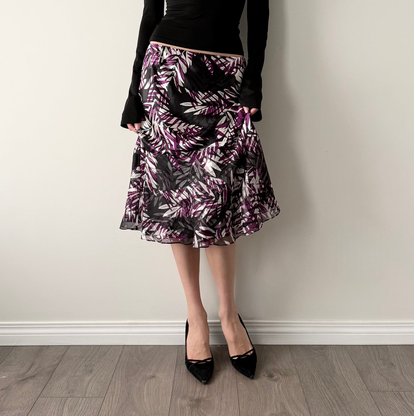 Vintage 100% silk whimsical midi skirt