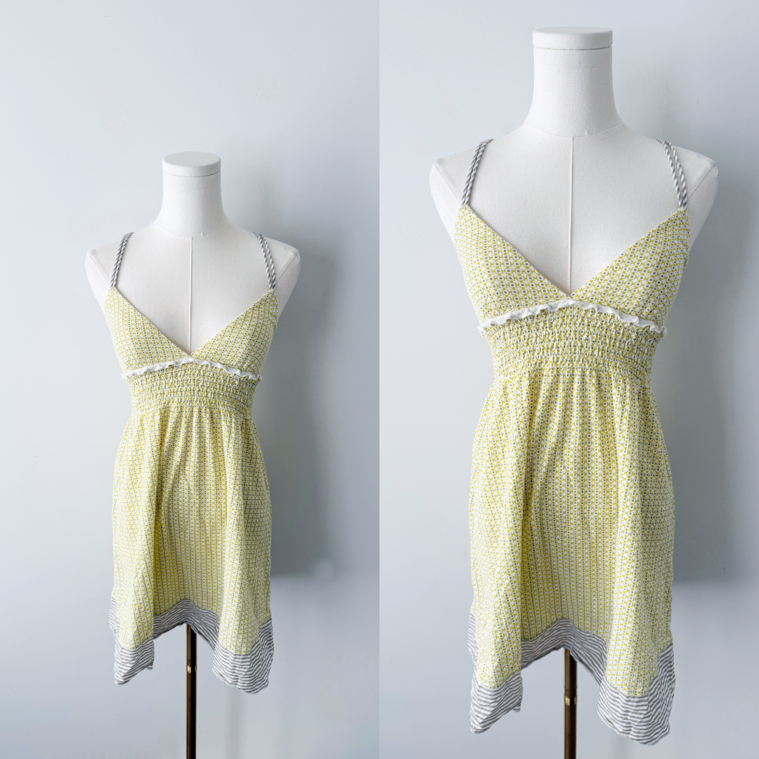 Free people yellow 100% cotton mini dress