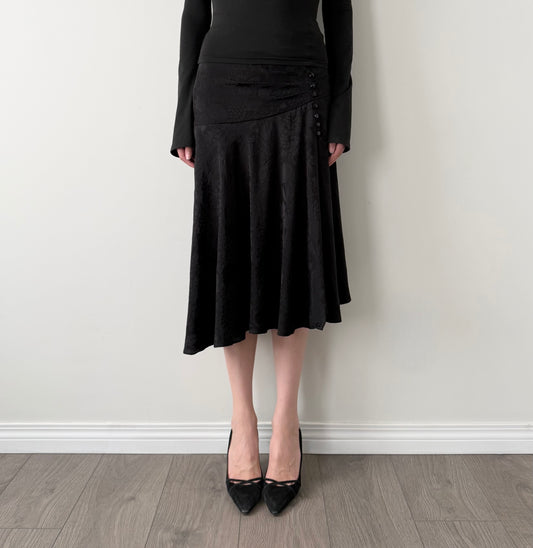 Le fou Wilfred black 100% silk midi skirt