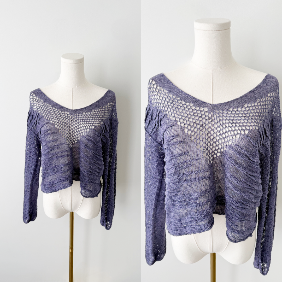 Free people purple knit blouse