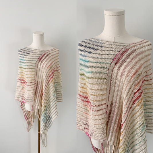 Zighilli made in Italy rainbow knit poncho