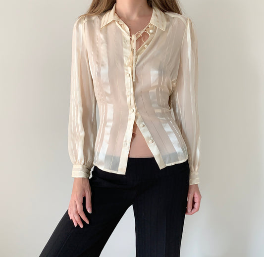 Banana Republic silk ivory sheer boho blouse