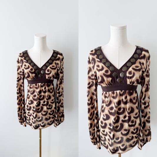 Michael kors 100% silk animal print blouse