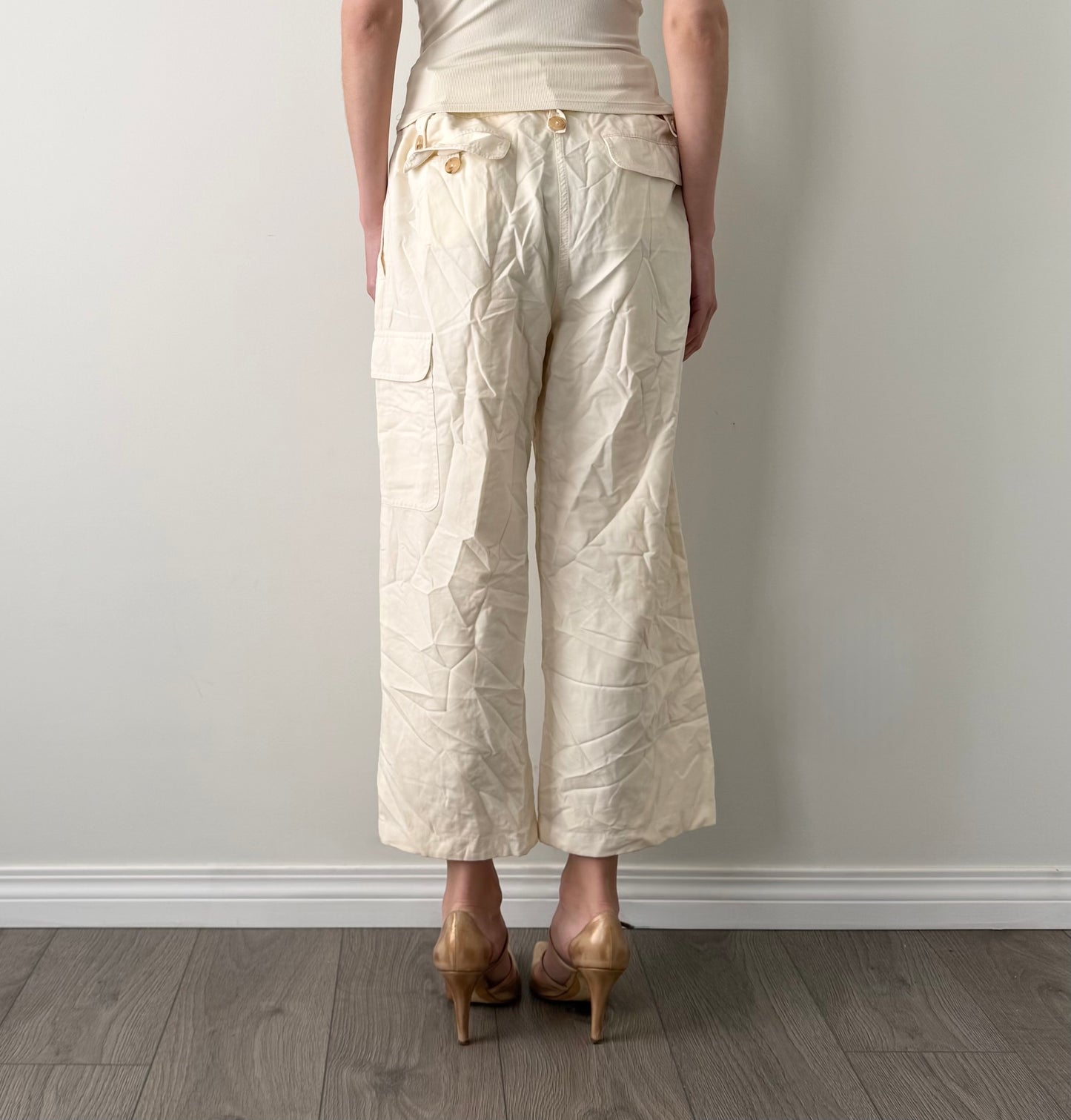 The row wool and silk high rise cropped trousers/capris