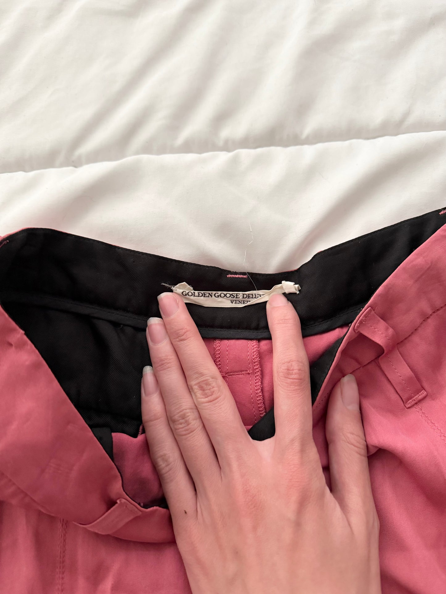 Golden Goose pink silk midi skirt
