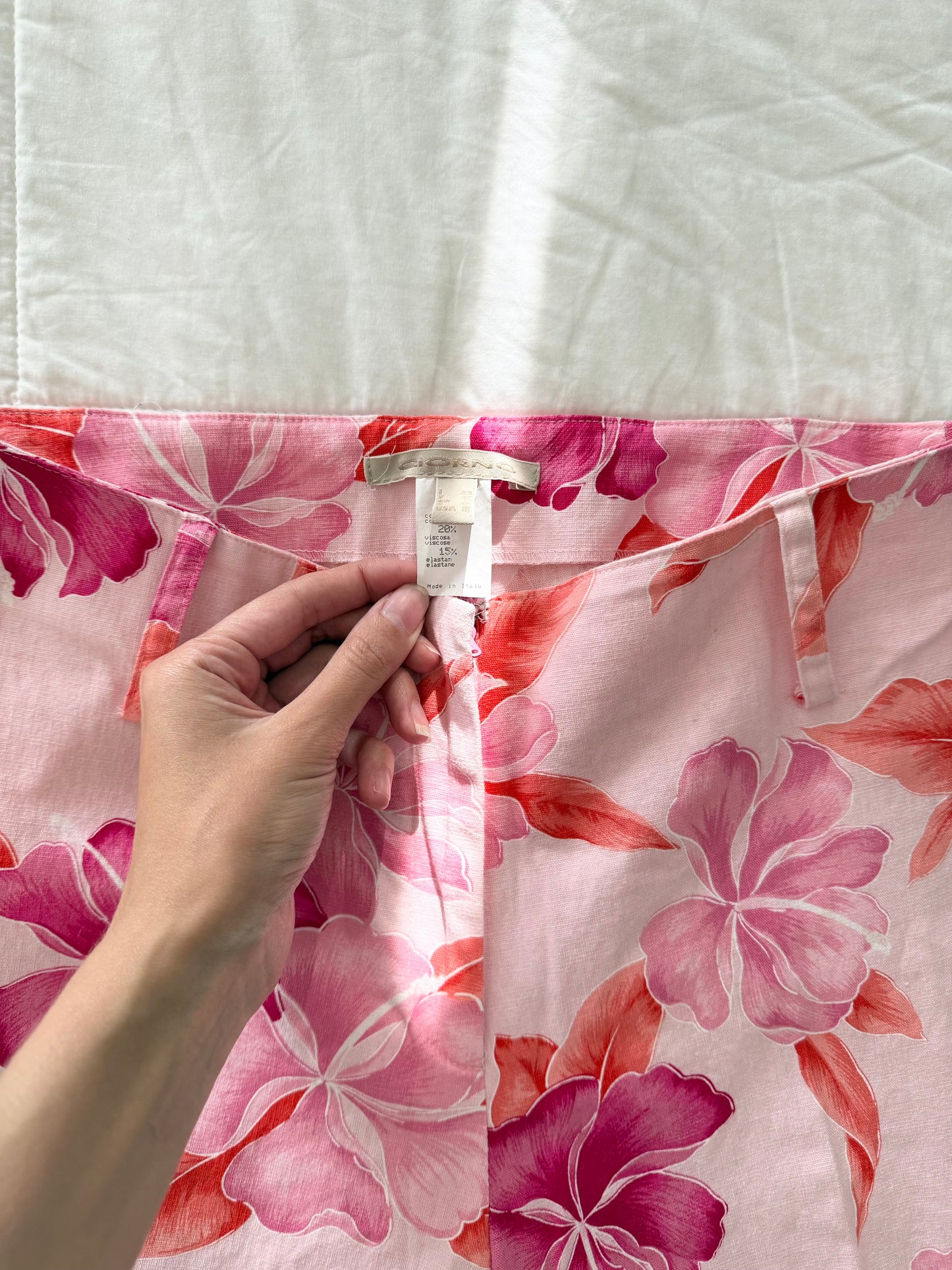 Y2K Diorno pink floral flared trousers