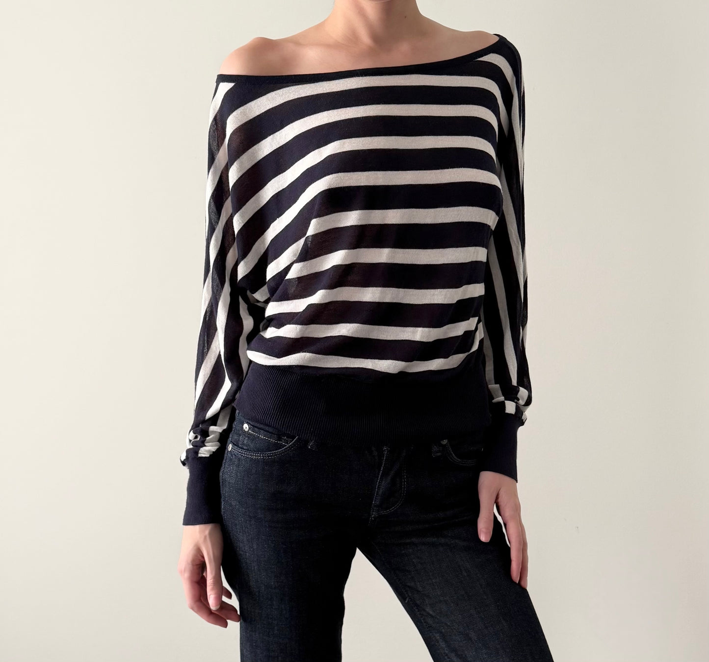 INC slouchy striped knit top