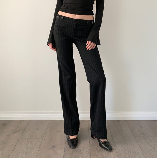cartonnier black wide leg low rise trousers