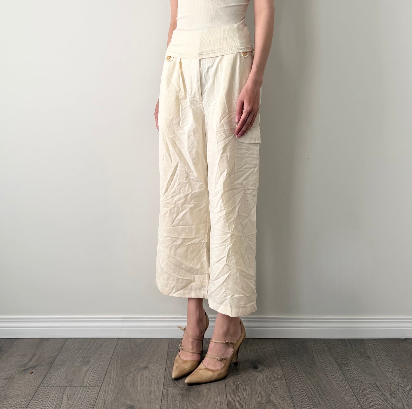 The row wool and silk high rise cropped trousers/capris