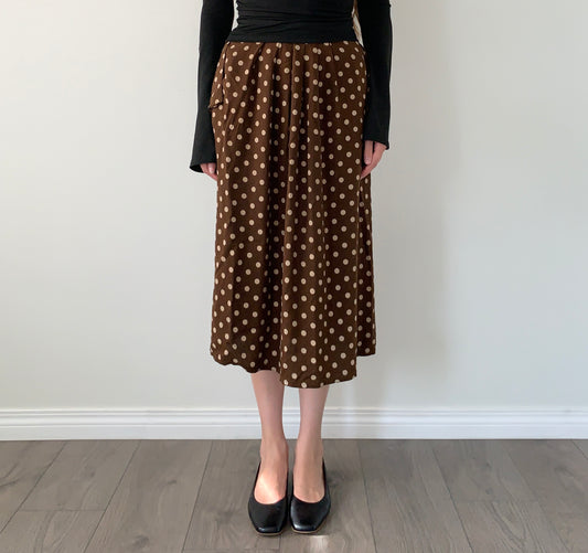 Made in Italy brown polka dot midi skirt