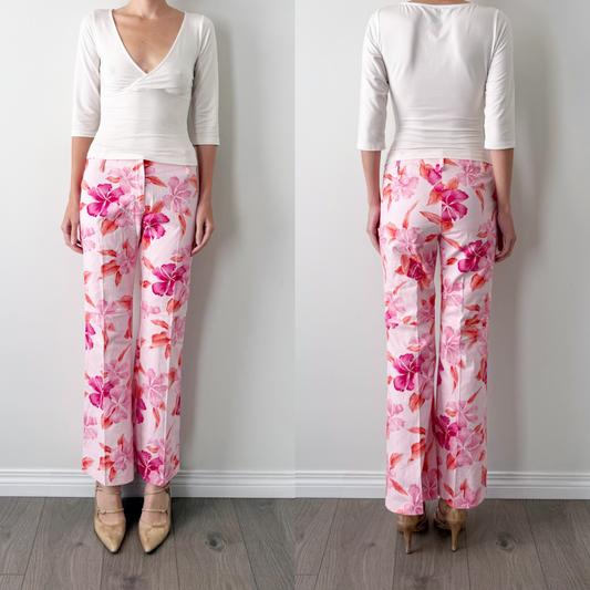 Y2K Diorno pink floral flared trousers