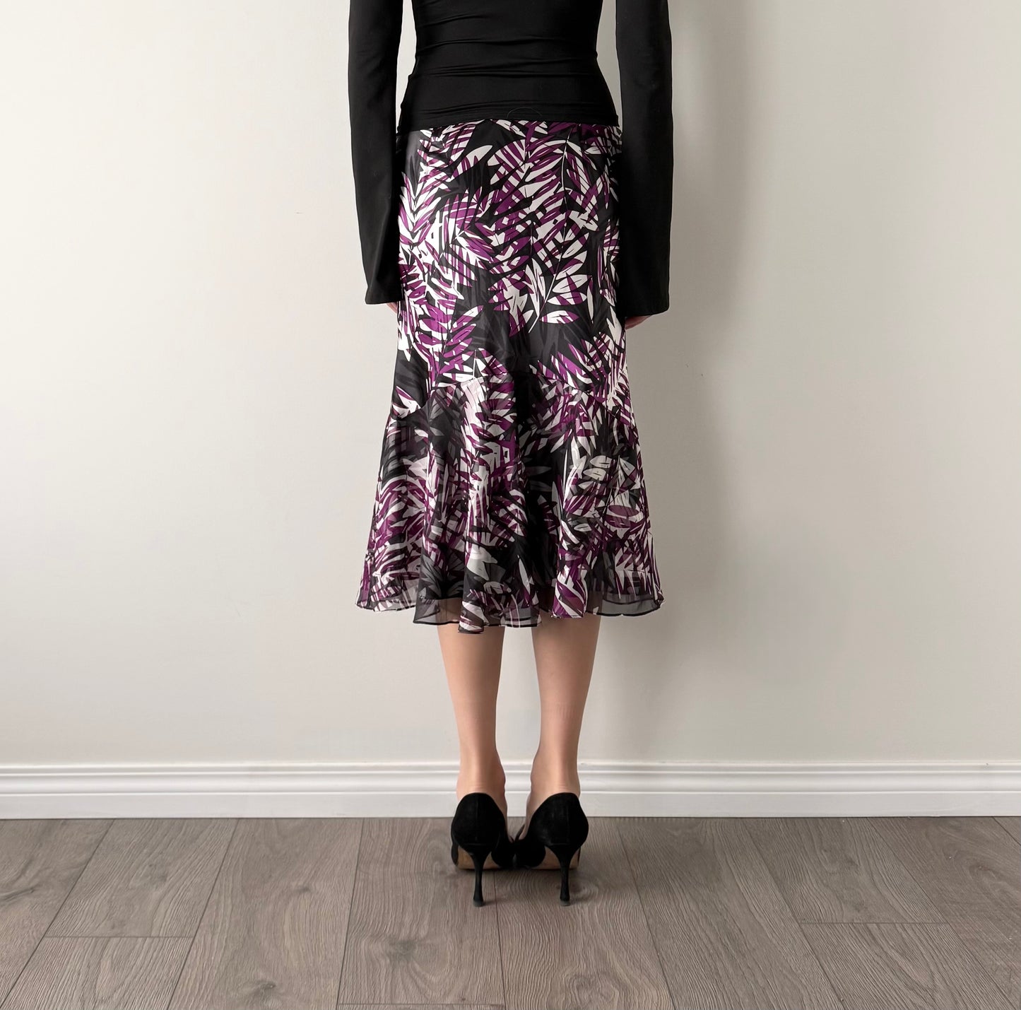 Vintage 100% silk whimsical midi skirt