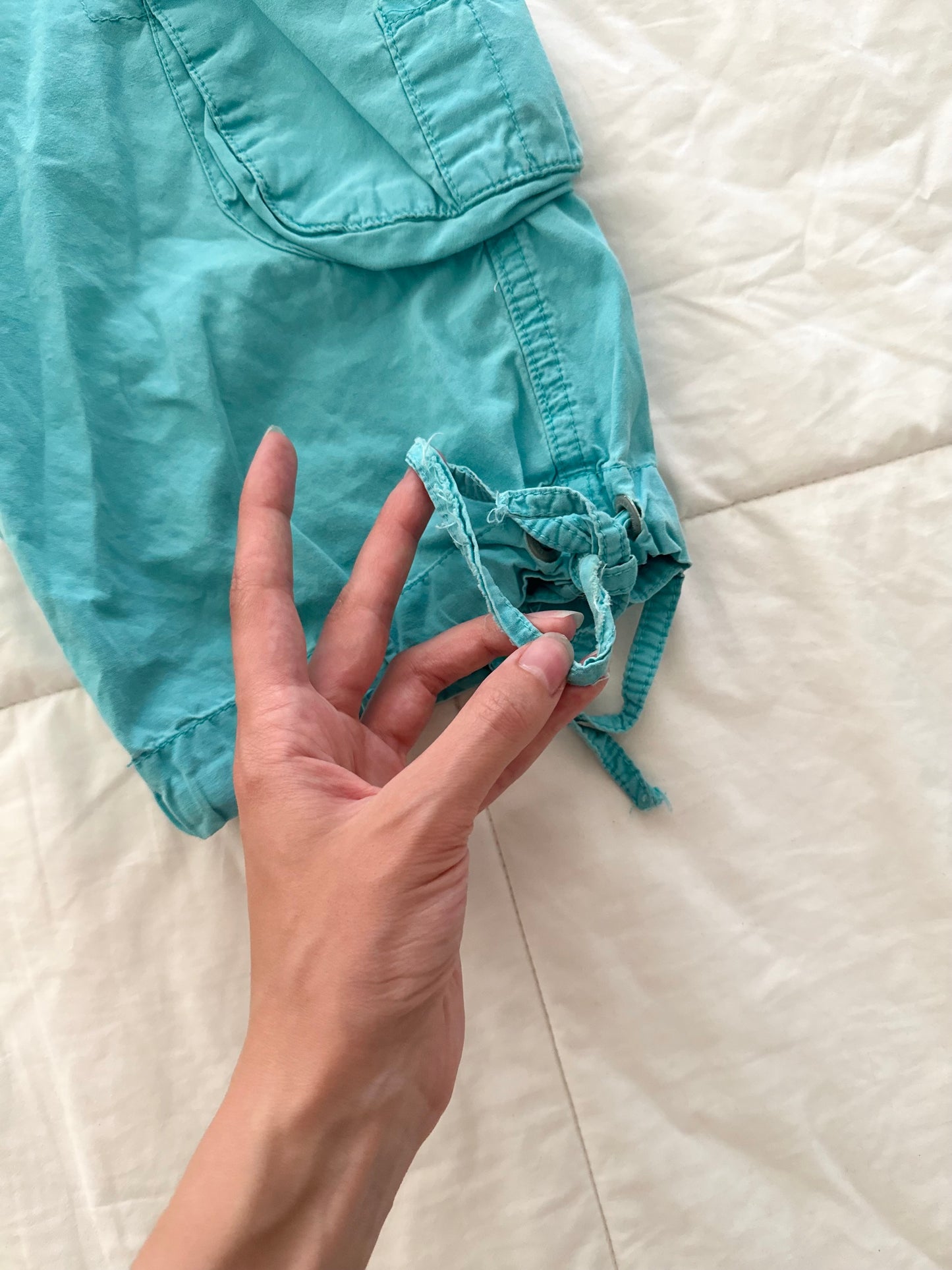Y2K Abercrombie & Fitch Teal Low Rise Cargo Capris