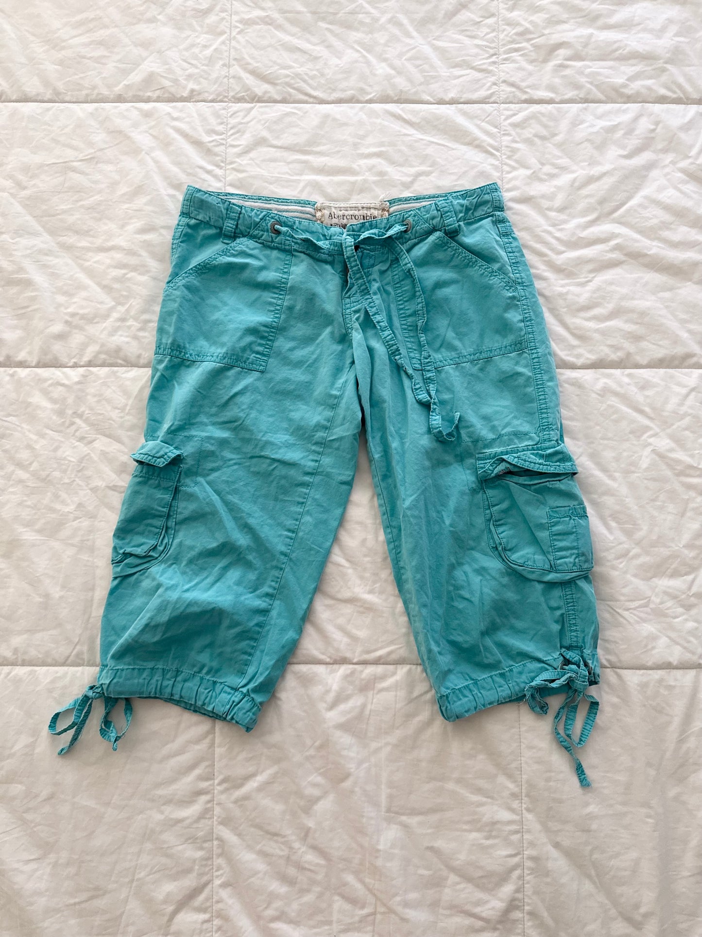 Y2K Abercrombie & Fitch Teal Low Rise Cargo Capris