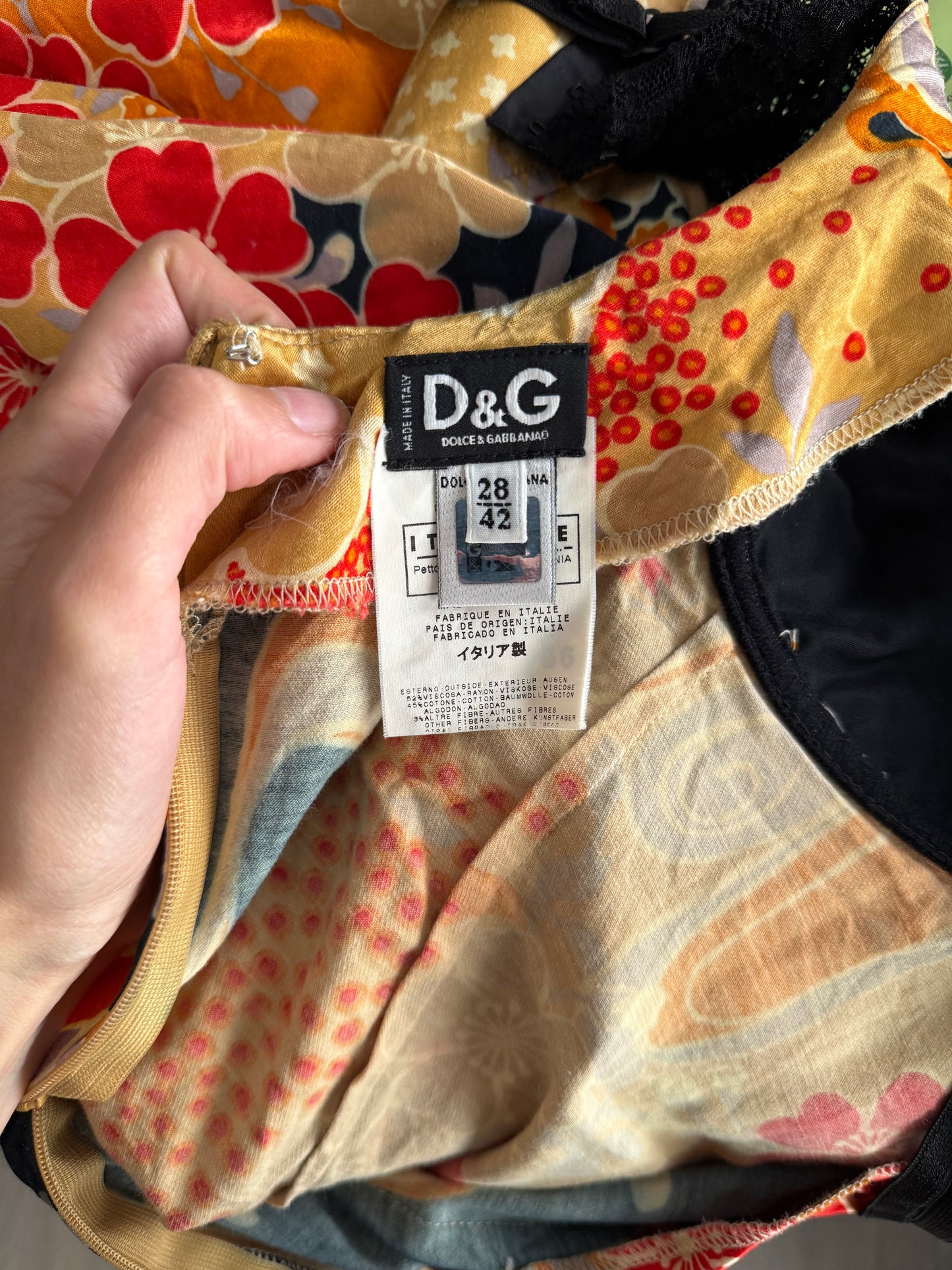 D&G floral lace trim slip dress