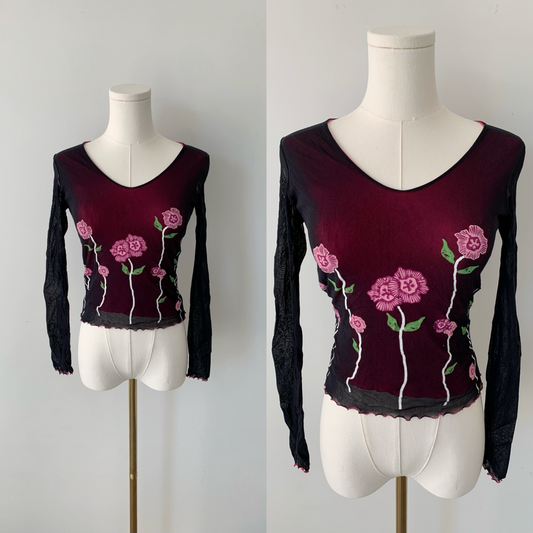 Lucy Paris mesh floral top