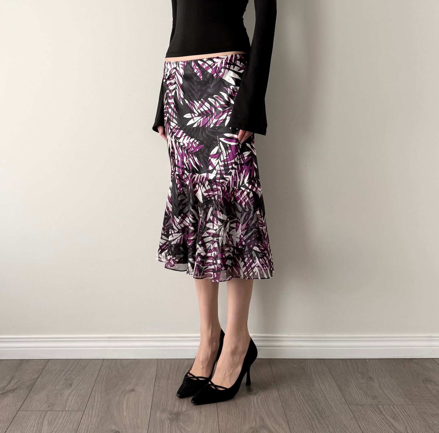 Vintage 100% silk whimsical midi skirt