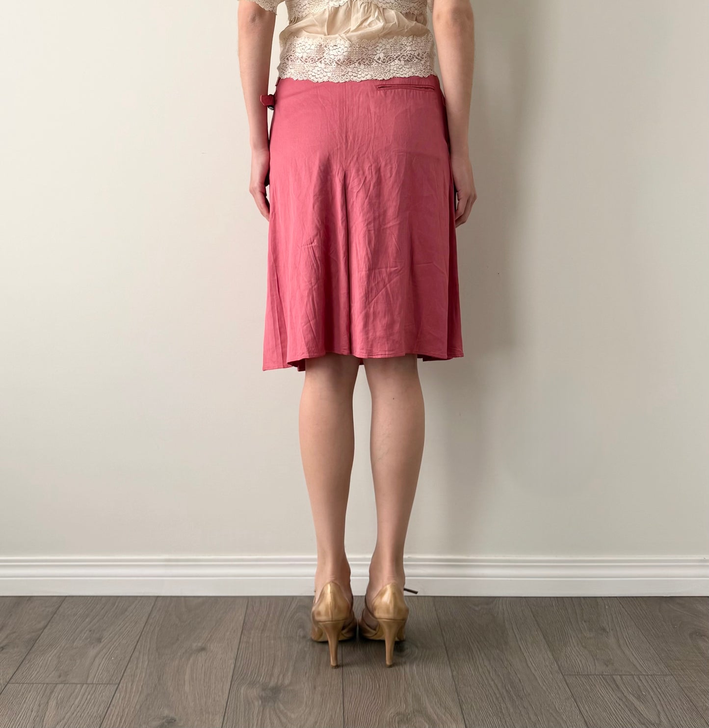 Golden Goose pink silk midi skirt