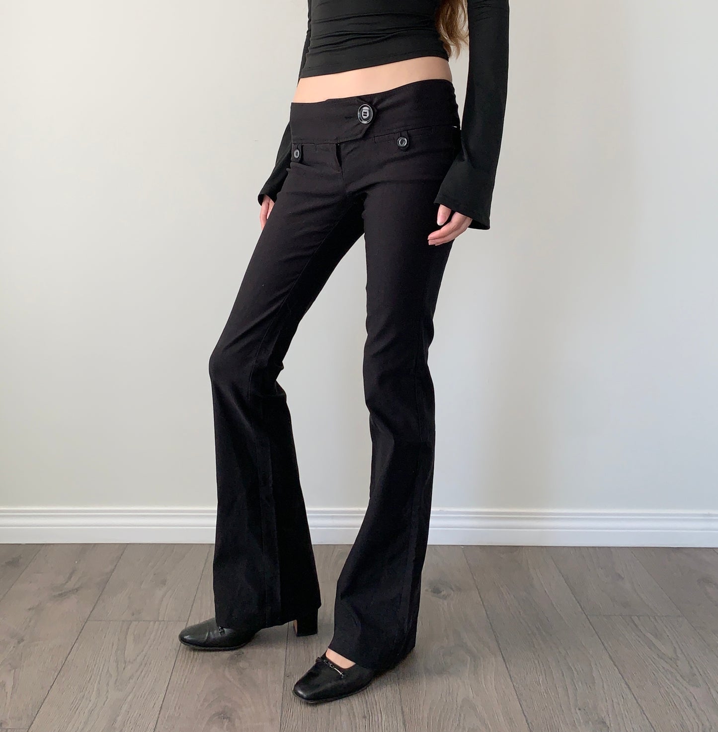 Vintage dynamite black flared trousers