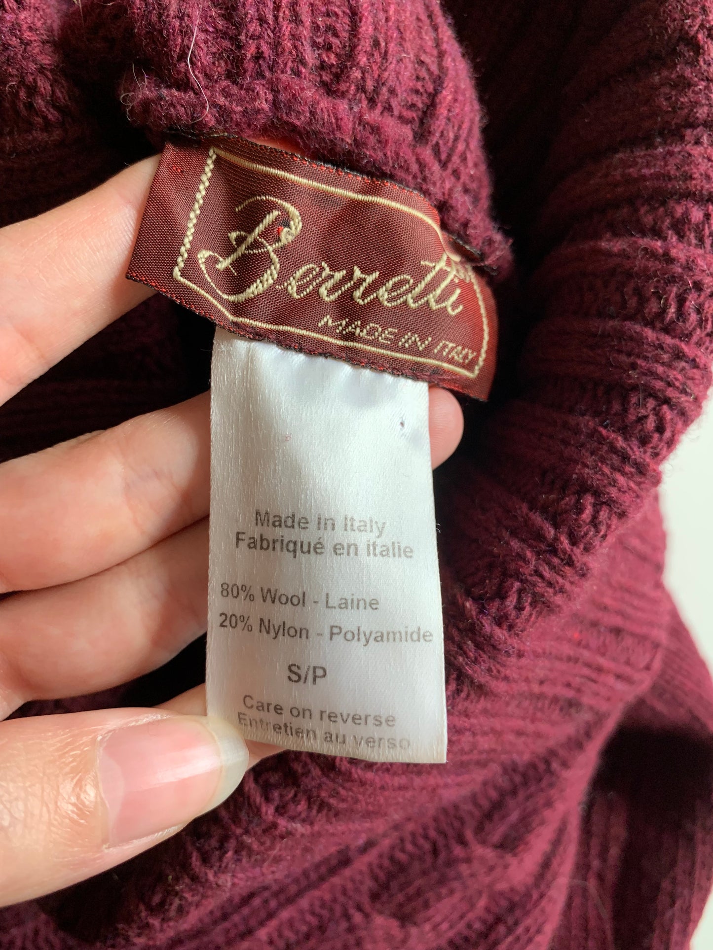 Bennetti made in Italy burgundy wool turtleneck sweater