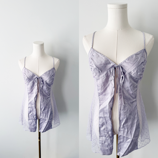 2000 Victoria’s Secret lavender 100% silk open front camisole