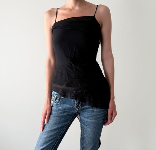 Tristan & iseut black 100% silk asymmetrical camisole