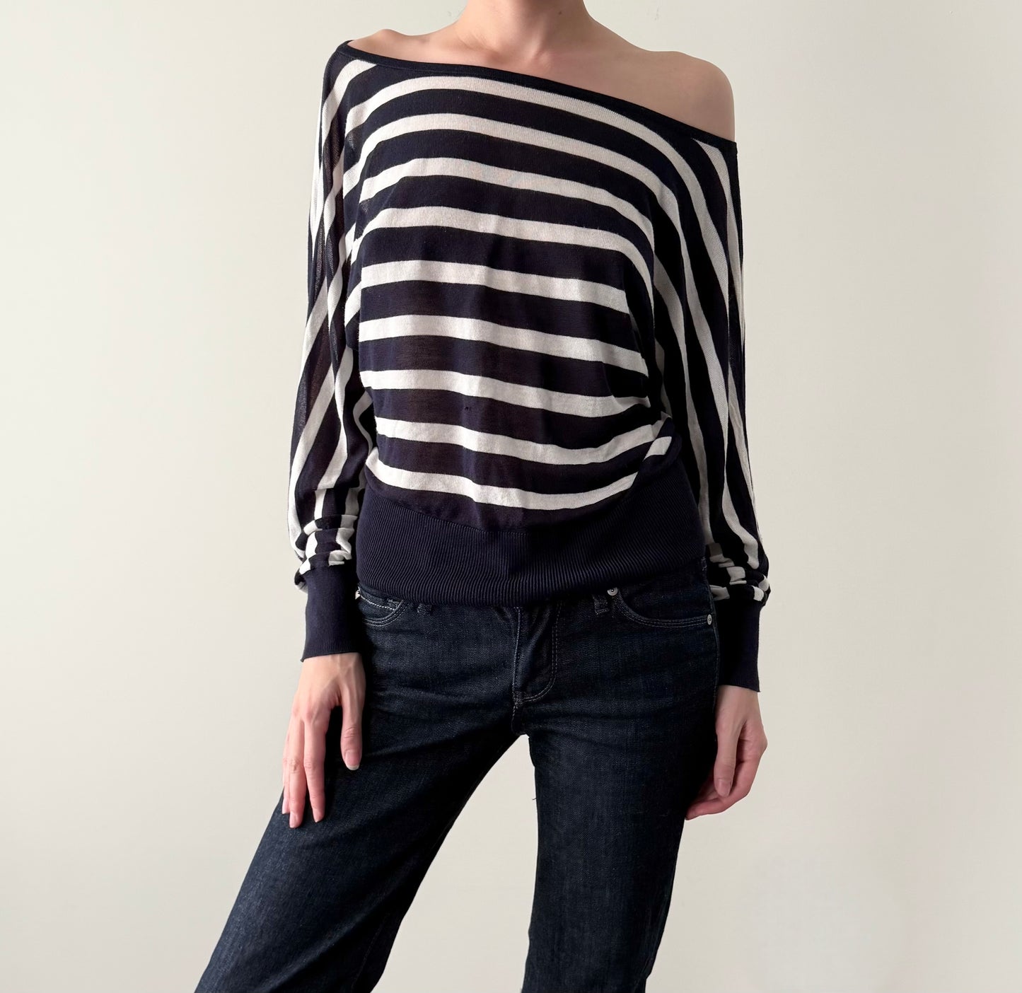 INC slouchy striped knit top