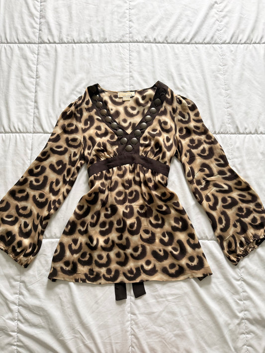 Michael kors 100% silk animal print blouse