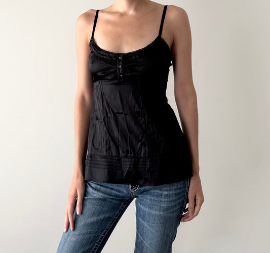 H&M black 98% silk babydoll camisole
